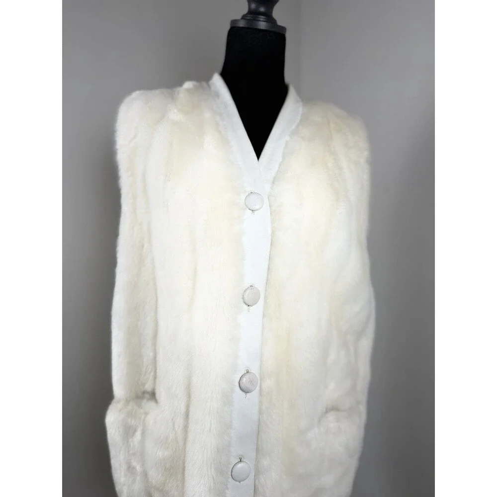 Vintage 70s Faux Fur Vest White Albert Schuman Lilli Ann Made in England-No size - Picture 2 of 7